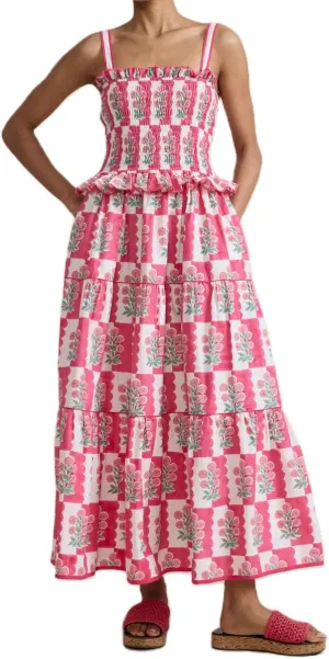 Womens Summer Maxi Dress Floral Sleeveless Smocked Maxi Dress Boho Spaghetti Strap A-Line Flowy Beach Long Sundress