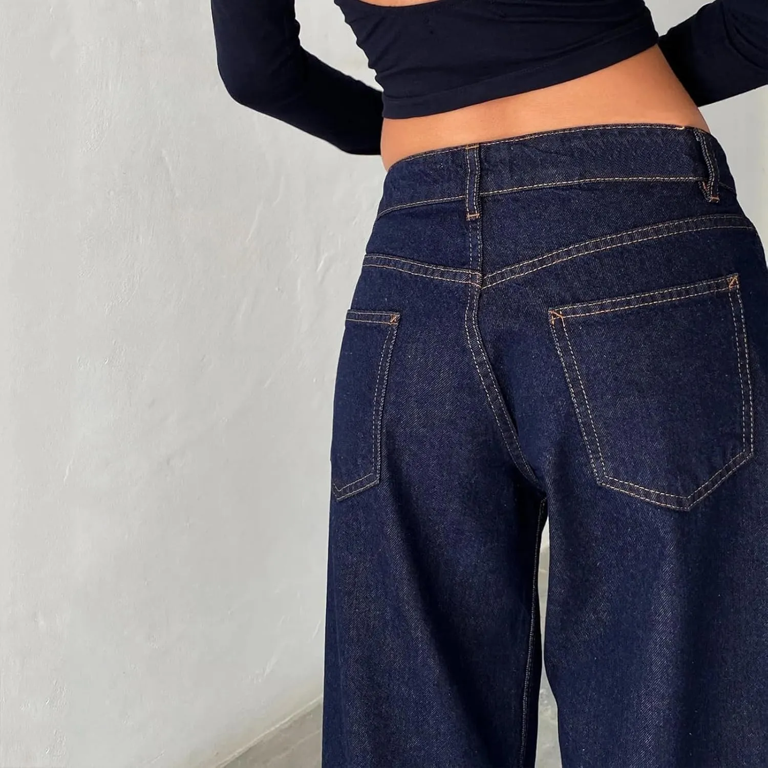 Women's Wide Leg Baggy Jeans - Low Rise, Loose Fit Denim Pants - Y2K Boyfriend Style Trousers for Streetwear
