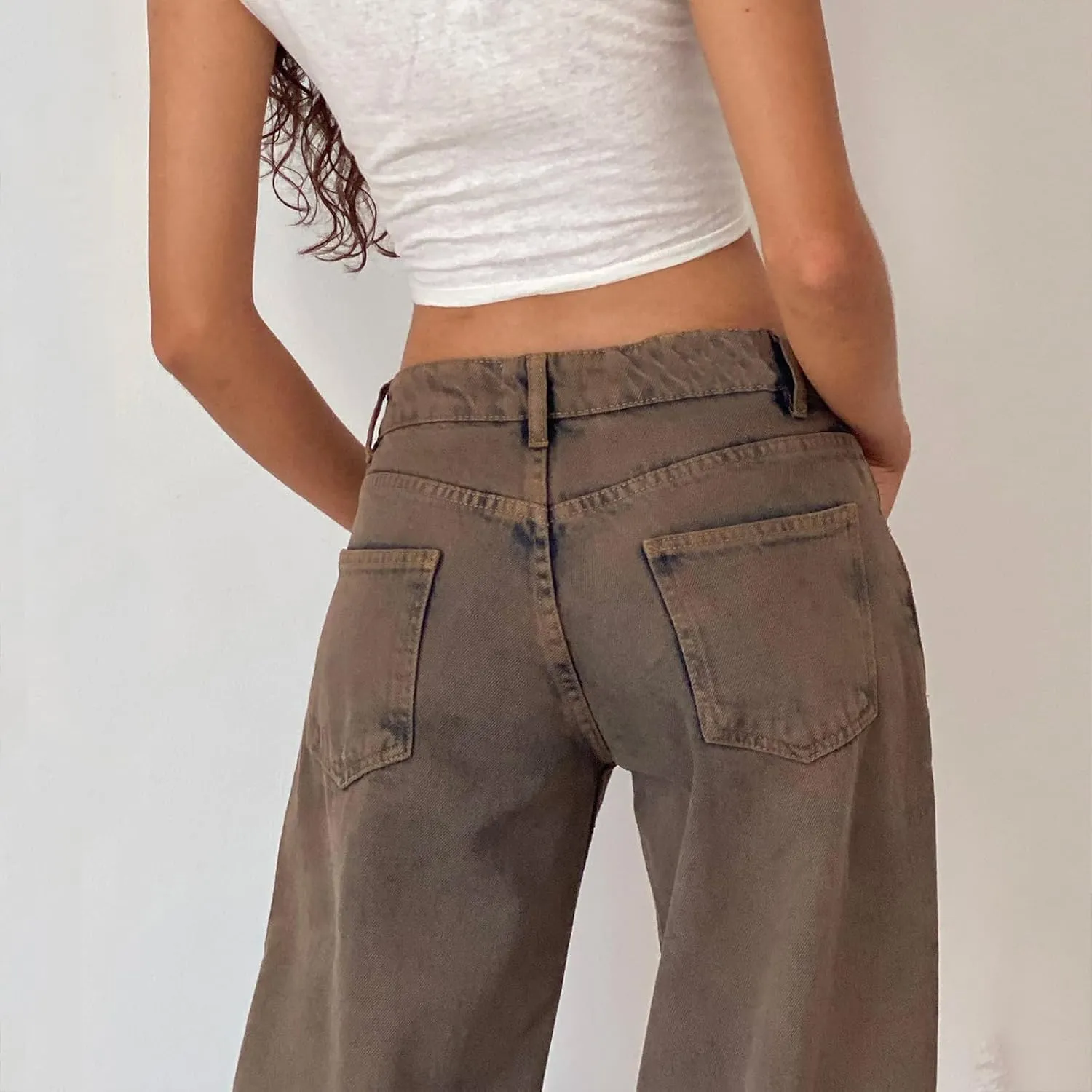 Women's Wide Leg Baggy Jeans - Low Rise, Loose Fit Denim Pants - Y2K Boyfriend Style Trousers for Streetwear