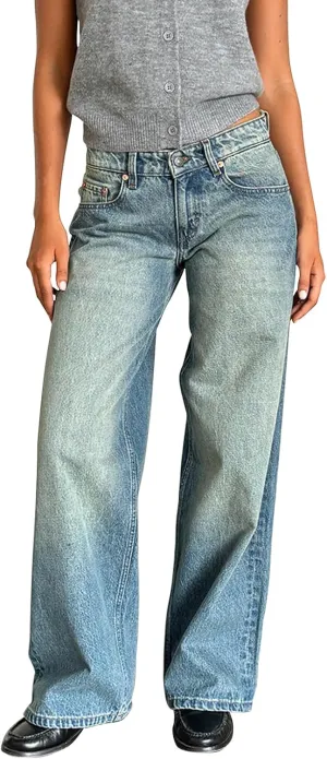 Women's Wide Leg Baggy Jeans - Low Rise, Loose Fit Denim Pants - Y2K Boyfriend Style Trousers for Streetwear