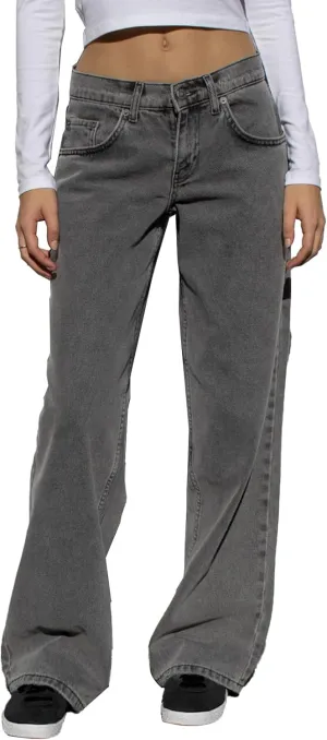 Women's Wide Leg Baggy Jeans - Low Rise, Loose Fit Denim Pants - Y2K Boyfriend Style Trousers for Streetwear