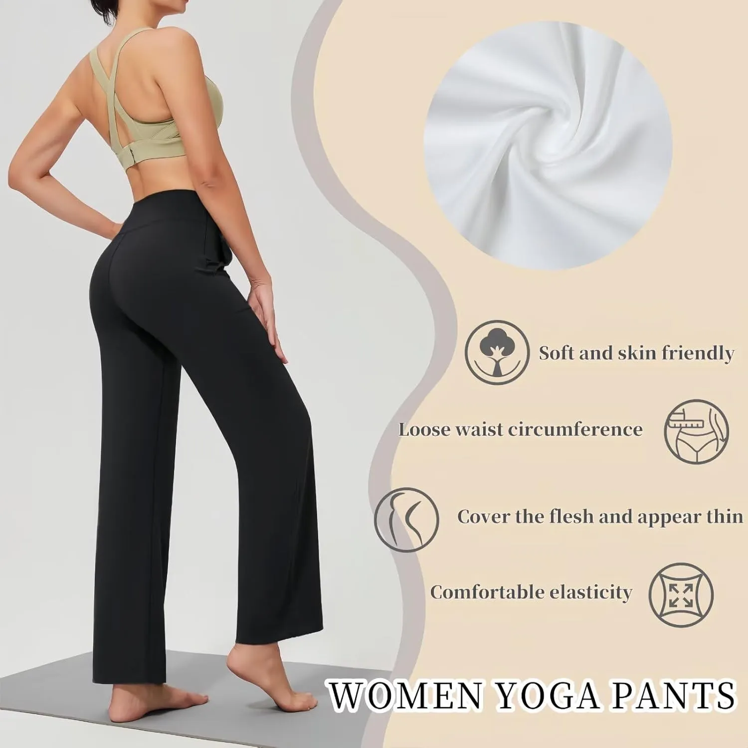 Women's Wide Leg Pants with Pockets High Waisted Lounge Yoga Pant Sweatpants Pajama Workout Loose Pant