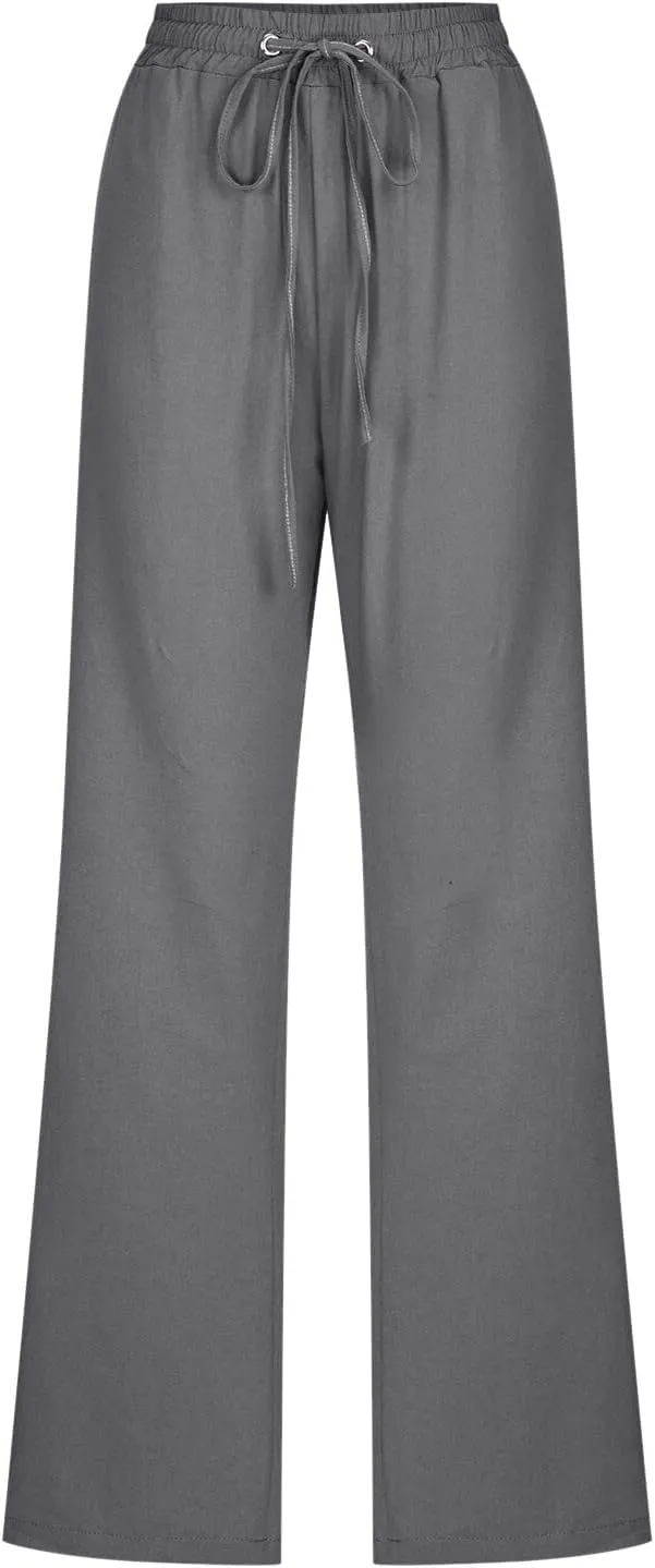 Womens Wide Leg Sweatpants Winter on Outfits Jegging with Pockets Solid Color Fleece Lined