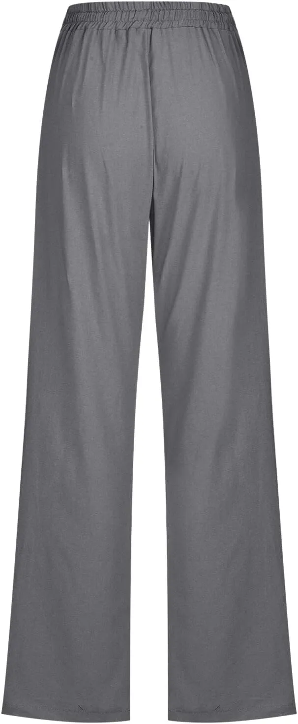 Womens Wide Leg Sweatpants Winter on Outfits Jegging with Pockets Solid Color Fleece Lined