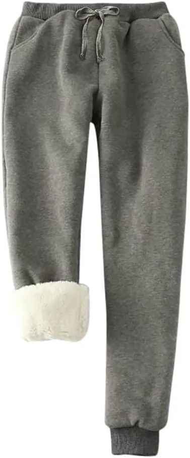 Women's Winter Solid Color Pants Fleece Large Size Pants Casual Harun Leggings Loose Fit Men
