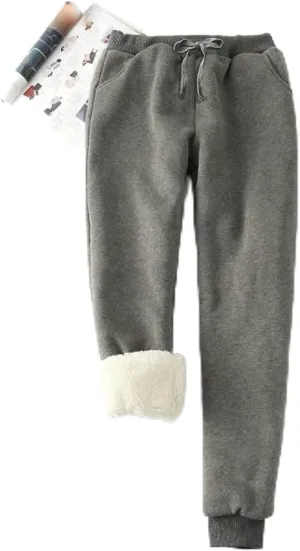 Women's Winter Solid Color Pants Fleece Large Size Pants Casual Harun Leggings Loose Fit Men