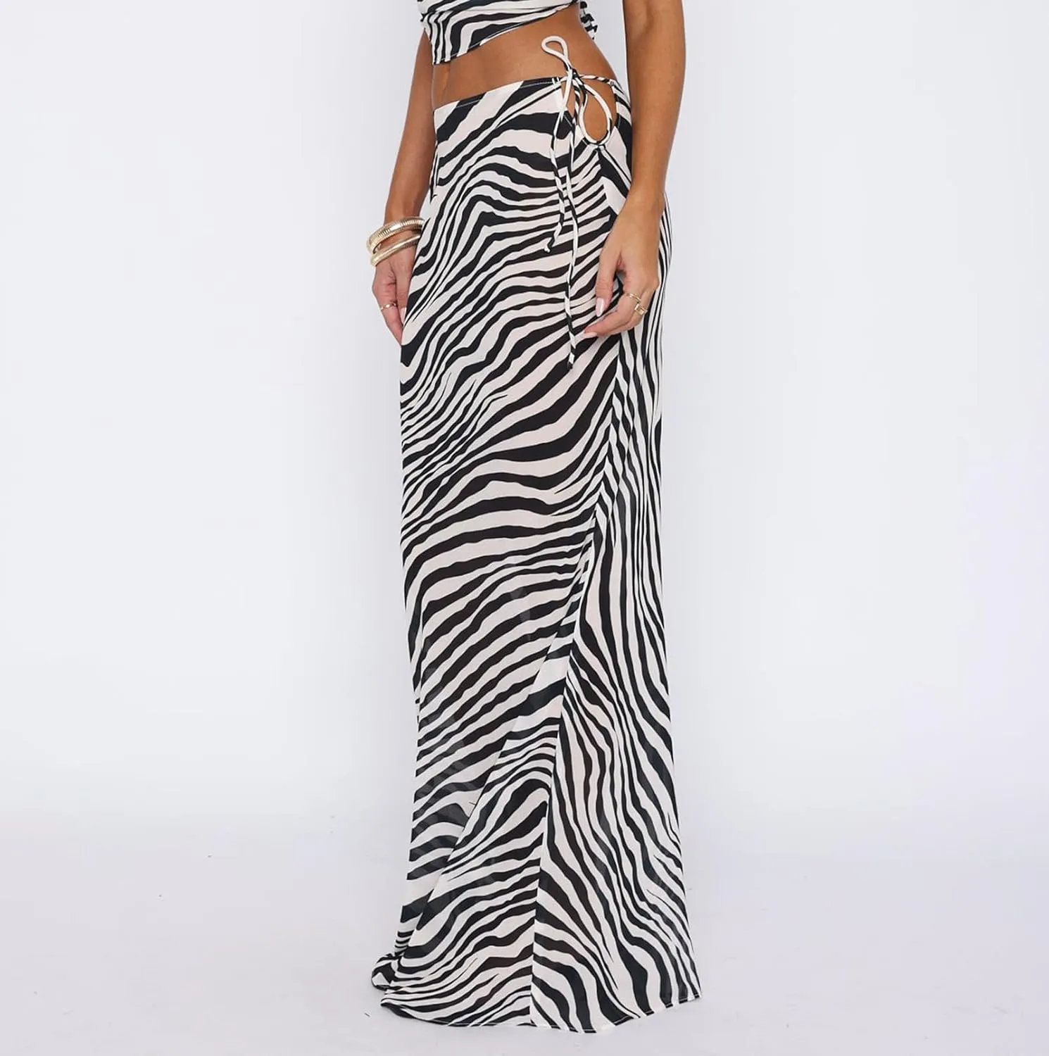 Women's Y2K Sheer Mesh Long Maxi Skirts Mid Waisted Cover Up See-Through Summer Skirts Beach Flowy Tulle Skirts