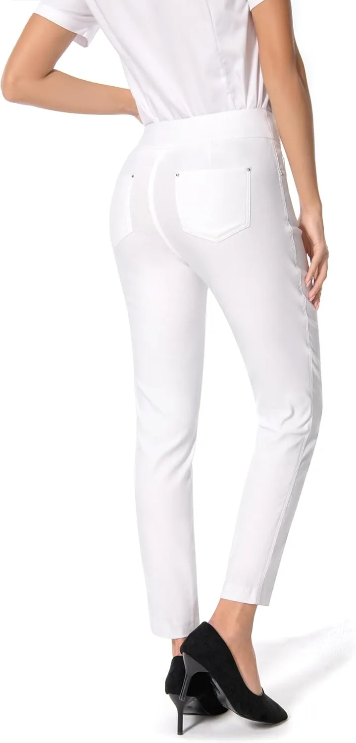 Women's Yoga Dress Pants - Strechy Straight Leg Work Pants with 5 Pockets Slim Fit Office Casual Slacks
