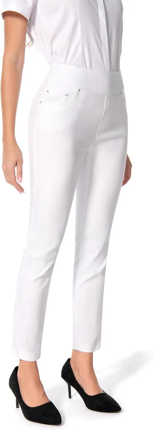 Women's Yoga Dress Pants - Strechy Straight Leg Work Pants with 5 Pockets Slim Fit Office Casual Slacks