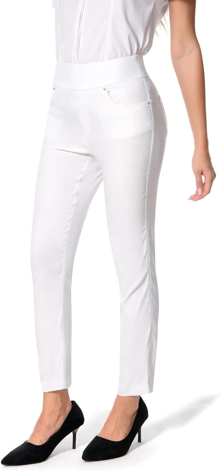 Women's Yoga Dress Pants - Strechy Straight Leg Work Pants with 5 Pockets Slim Fit Office Casual Slacks