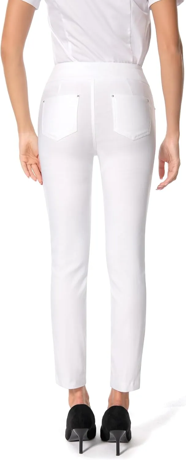 Women's Yoga Dress Pants - Strechy Straight Leg Work Pants with 5 Pockets Slim Fit Office Casual Slacks