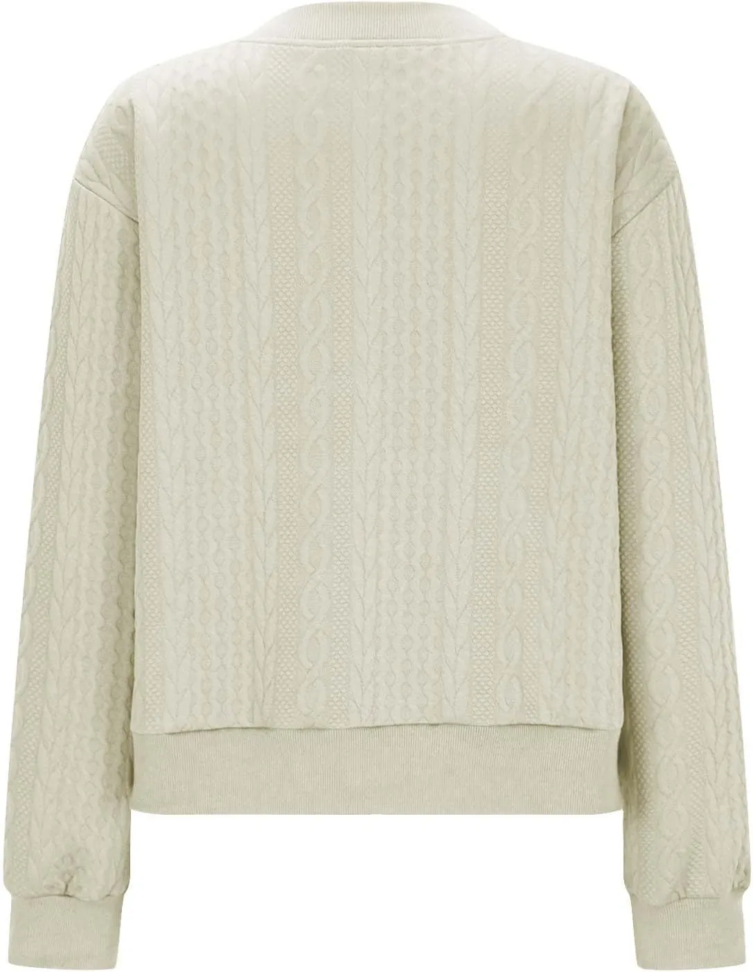 Women's Zip Up Cardigan Sweater Cable Knit Jacket Long Sleeve Sweatshirt Solid Loose Comfy Outwear Coat with Pockets