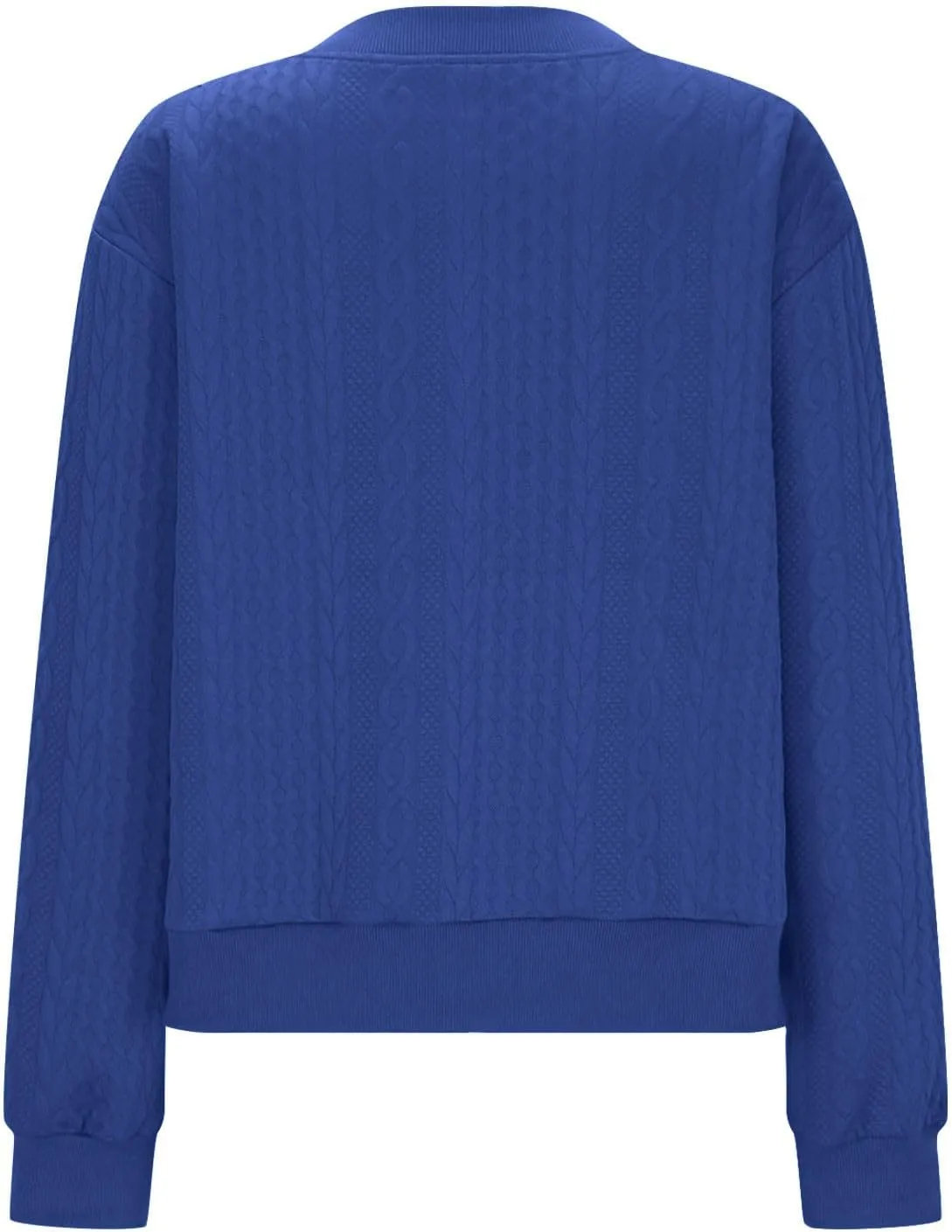 Women's Zip Up Cardigan Sweater Cable Knit Jacket Long Sleeve Sweatshirt Solid Loose Comfy Outwear Coat with Pockets