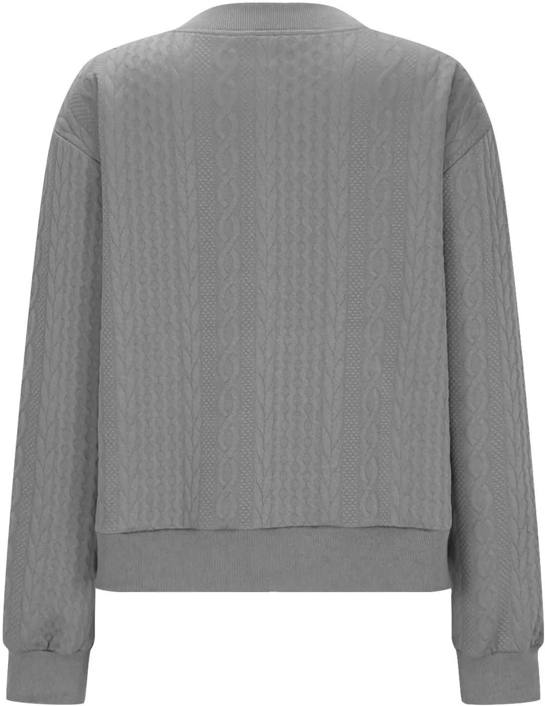 Women's Zip Up Cardigan Sweater Cable Knit Jacket Long Sleeve Sweatshirt Solid Loose Comfy Outwear Coat with Pockets