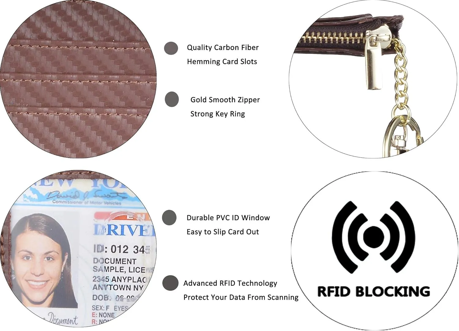 woogwin Slim RFID Credit Card Holder for Women Mini Front Pocket Wallet Purse With Keychain