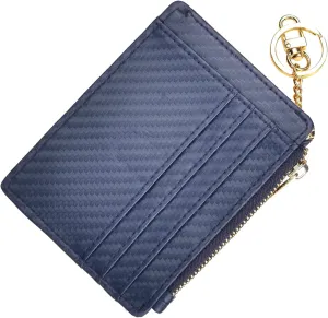 woogwin Slim RFID Credit Card Holder for Women Mini Front Pocket Wallet Purse With Keychain