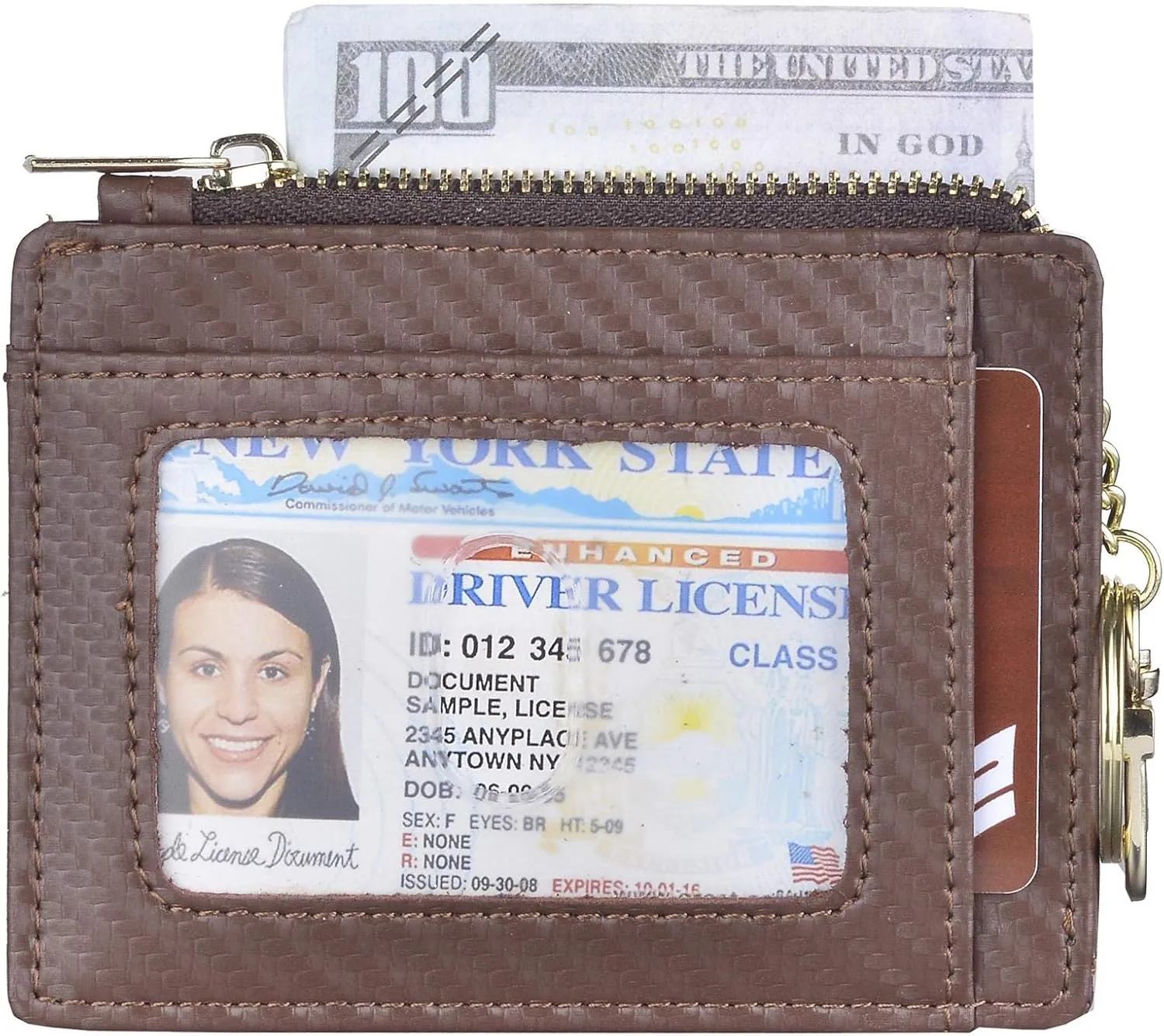 woogwin Slim RFID Credit Card Holder for Women Mini Front Pocket Wallet Purse With Keychain