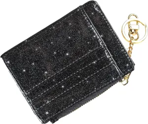 woogwin Slim RFID Credit Card Holder for Women Mini Front Pocket Wallet Purse With Keychain