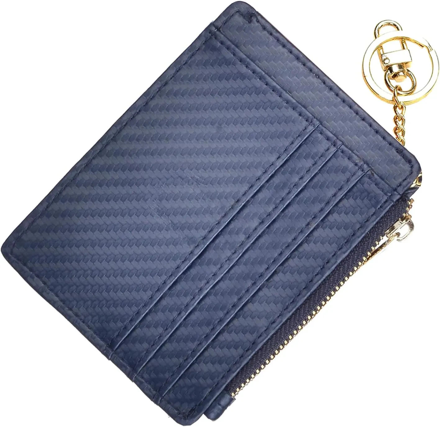 woogwin Slim RFID Credit Card Holder for Women Mini Front Pocket Wallet Purse With Keychain