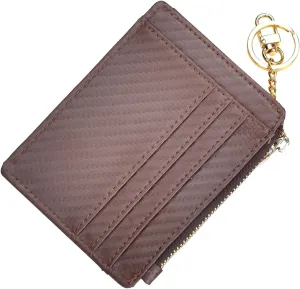 woogwin Slim RFID Credit Card Holder for Women Mini Front Pocket Wallet Purse With Keychain