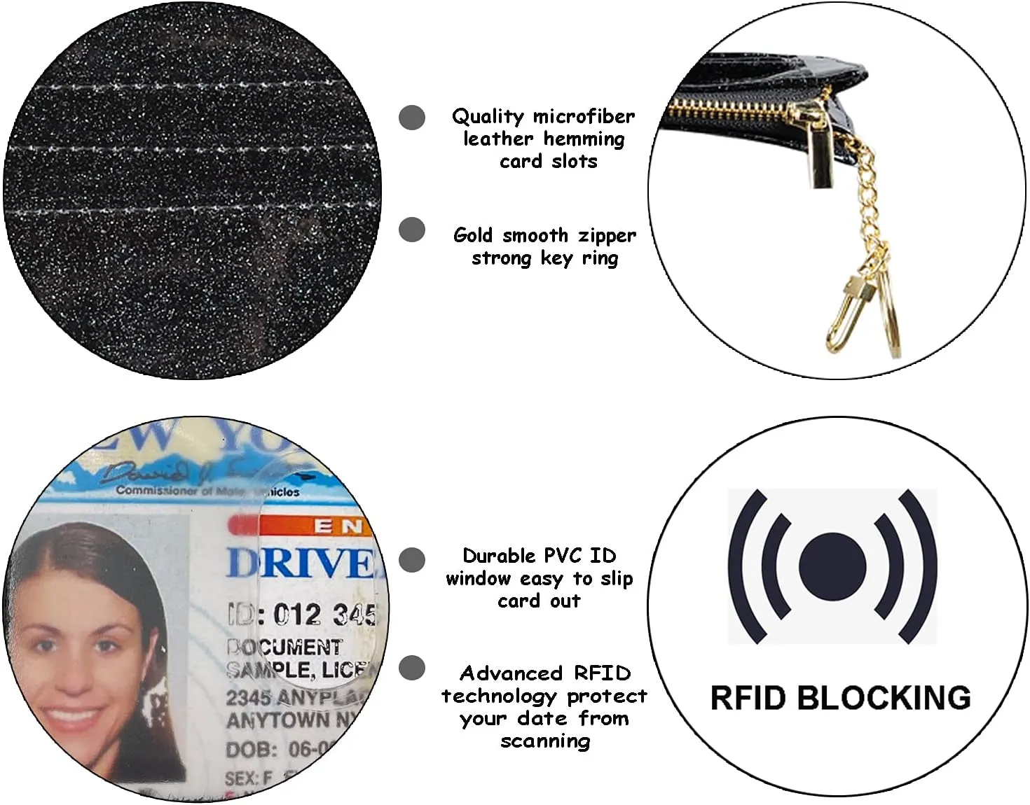 woogwin Slim RFID Credit Card Holder for Women Mini Front Pocket Wallet Purse With Keychain