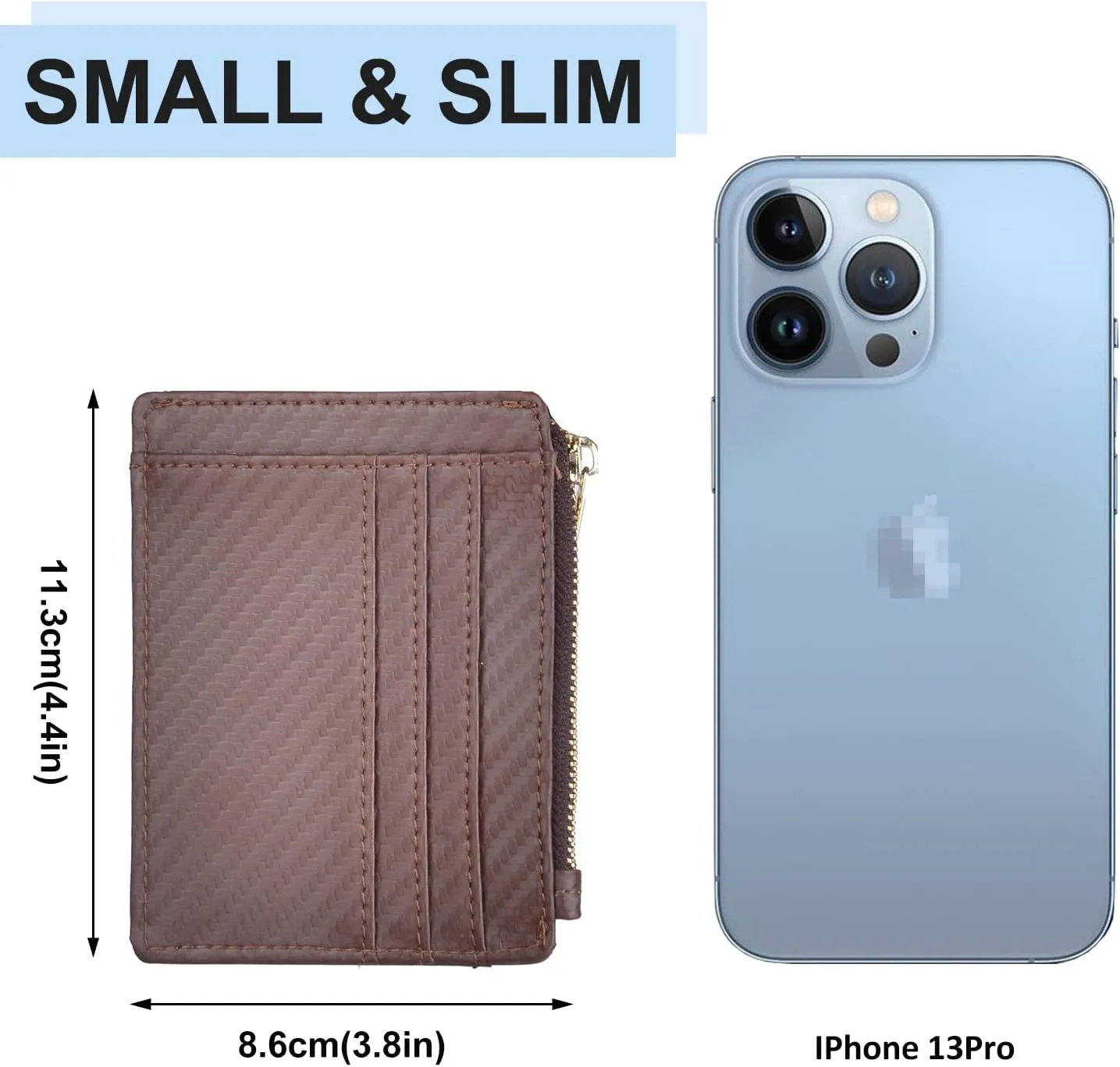 woogwin Slim RFID Credit Card Holder for Women Mini Front Pocket Wallet Purse With Keychain