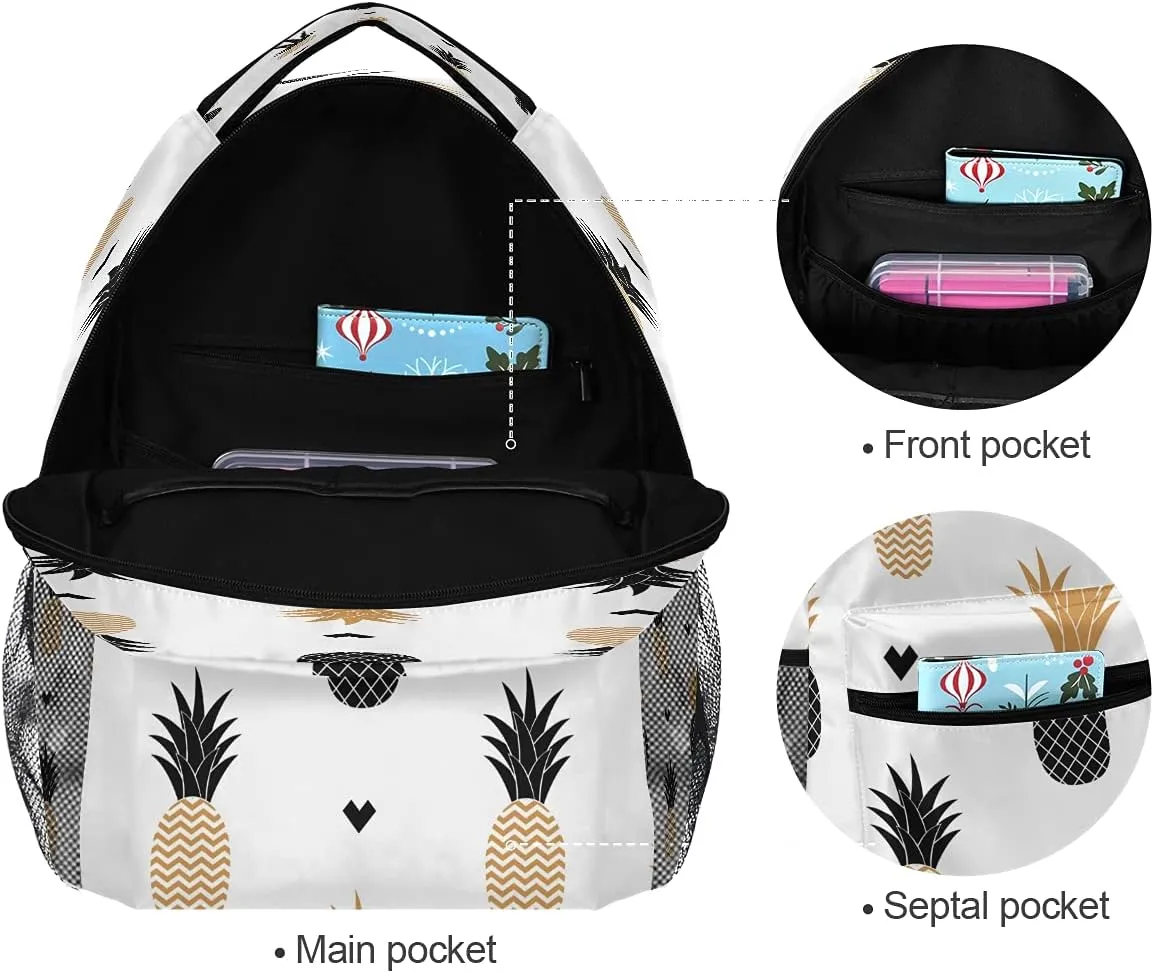 xigua Golden Pineapple Backpack Bookbags Laptop Backpack for Boys Girls Teens, College Backpack Water Resistant Travel Bookbag