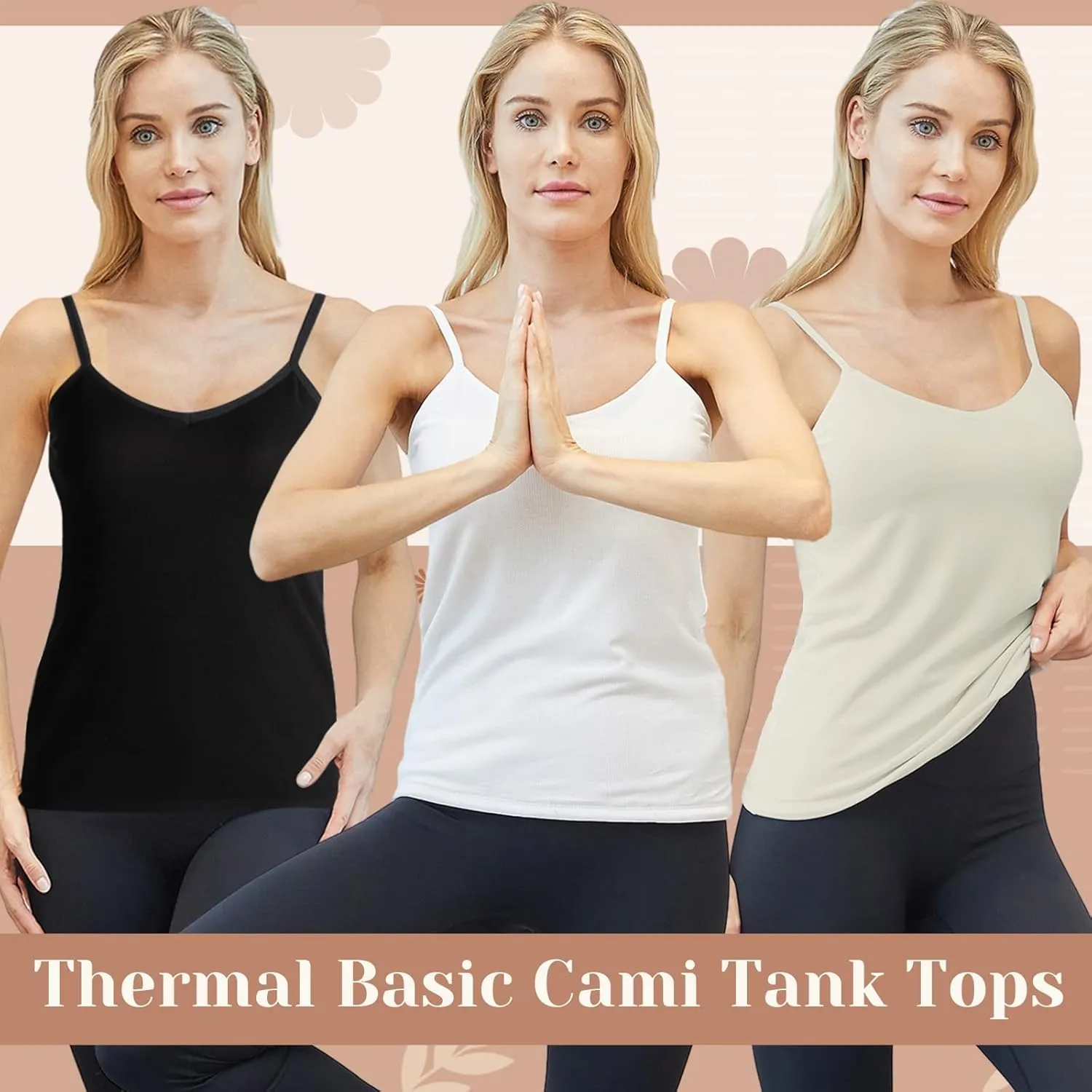 Xtinmee Thermal Tank Top for Women Spaghetti Straps Camisole Fleece Lined Camisole Underwear Vest