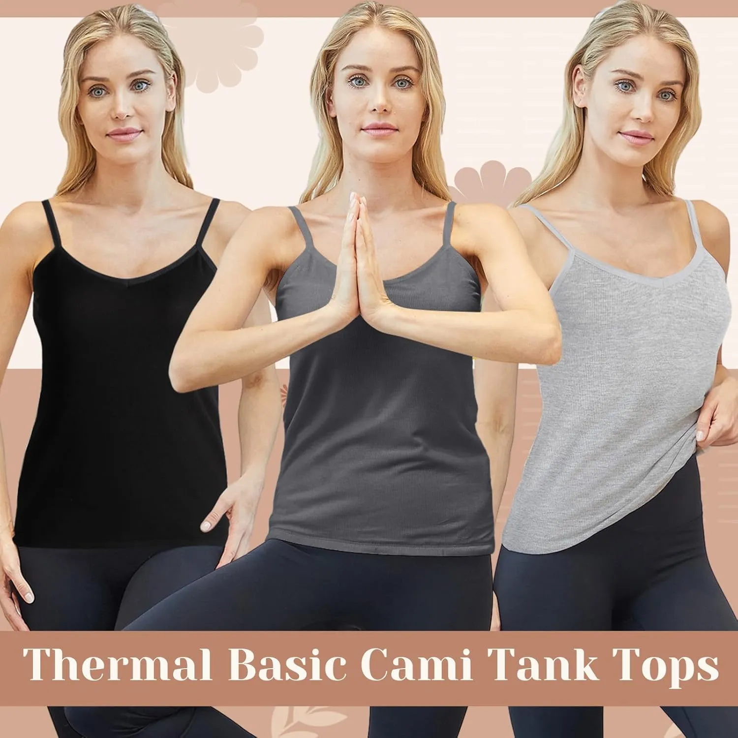 Xtinmee Thermal Tank Top for Women Spaghetti Straps Camisole Fleece Lined Camisole Underwear Vest