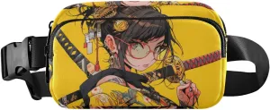Yellow Samurai Fanny Packs for Women Men, Water Resistant Waist Pack Sling Bag Purse for Travel Hiking
