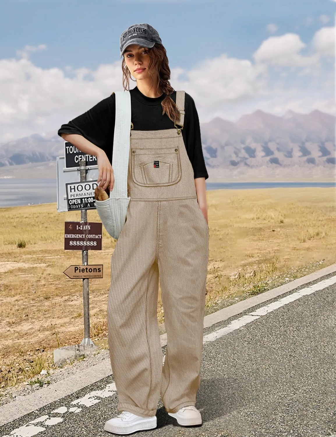 YESNO Women Corduroy Overalls Casual Adjustable Straps Bib Jumpsuits Fall Outfits with Side Buttons Closure and Pockets PCD