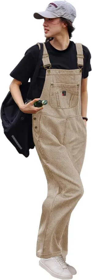 YESNO Women Corduroy Overalls Casual Adjustable Straps Bib Jumpsuits Fall Outfits with Side Buttons Closure and Pockets PCD