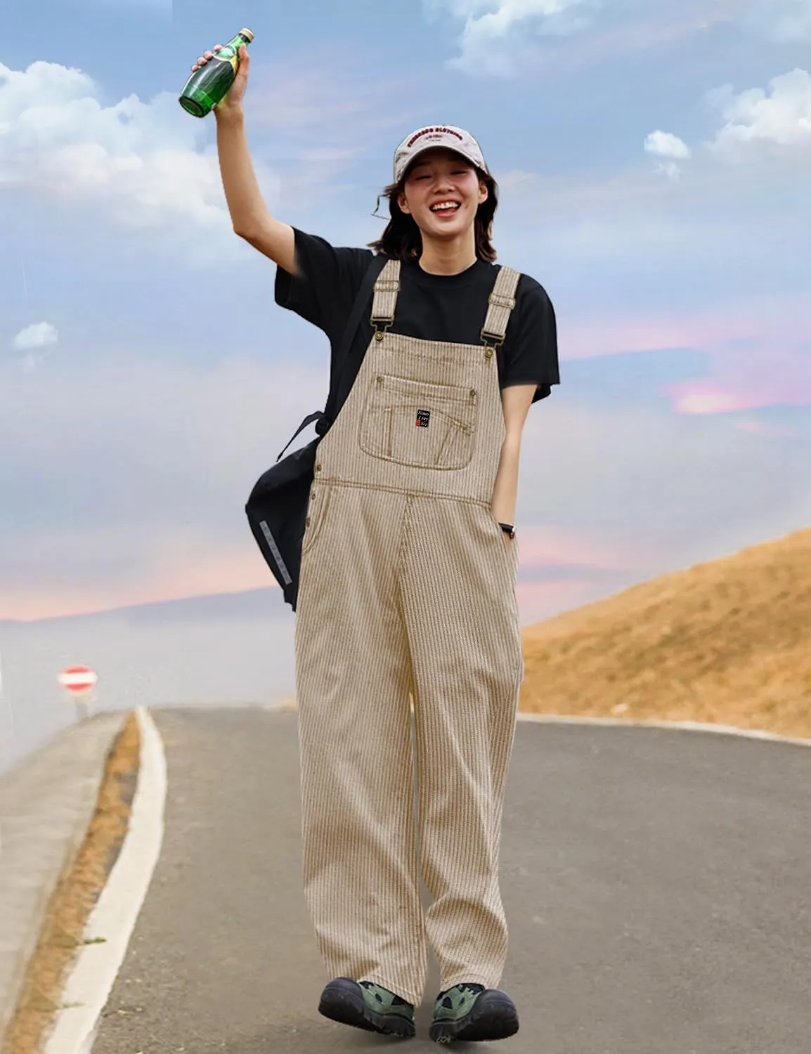 YESNO Women Corduroy Overalls Casual Adjustable Straps Bib Jumpsuits Fall Outfits with Side Buttons Closure and Pockets PCD
