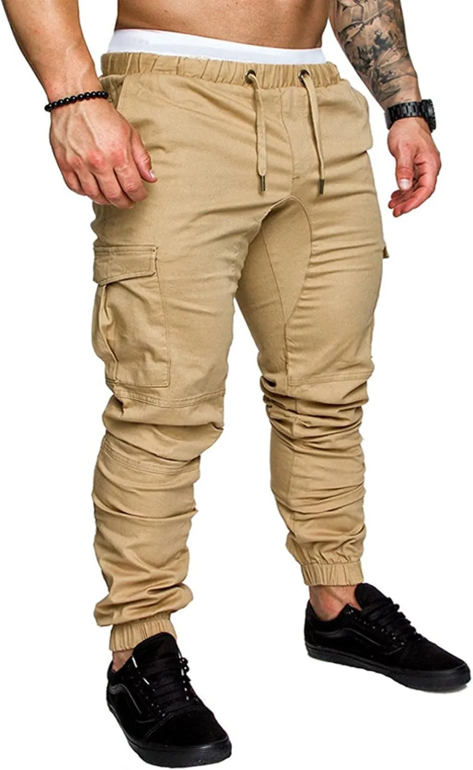 Ymosrh Cargo Work Pants for Men Solid Color Ripped Holes Frayed Gradient Washed Trousers Mens Exercise Pants XXL