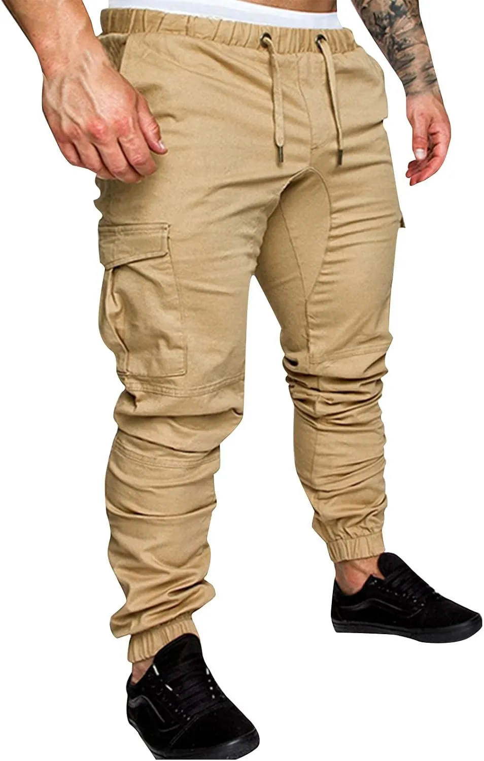Ymosrh Cargo Work Pants for Men Solid Color Ripped Holes Frayed Gradient Washed Trousers Mens Exercise Pants XXL