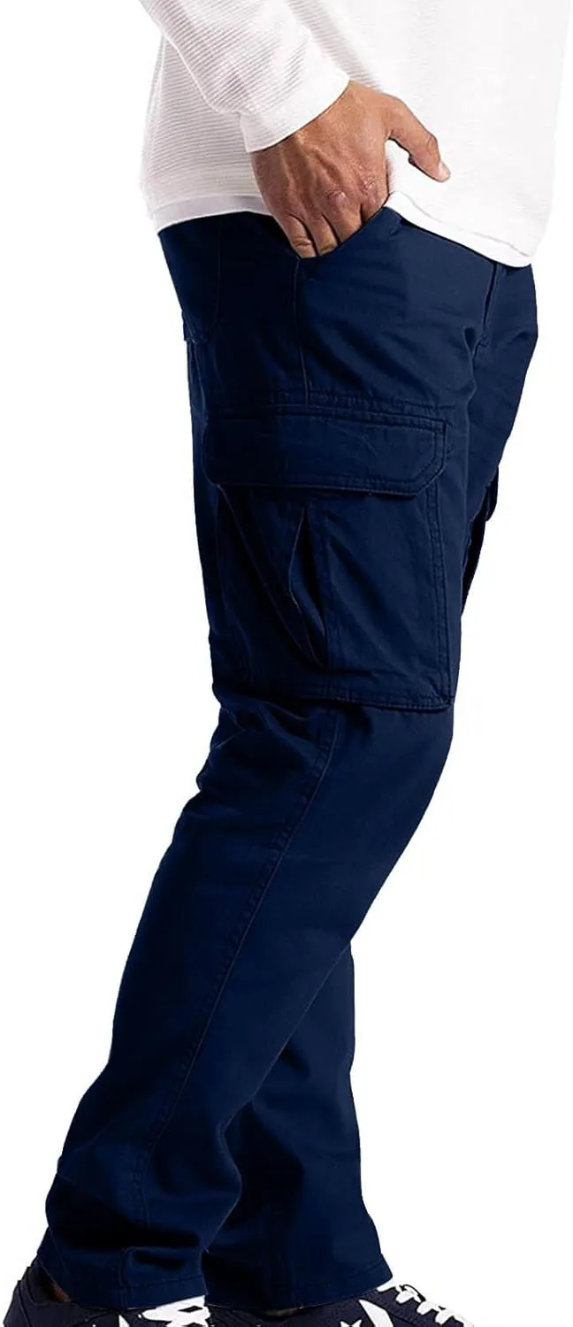 Ymosrh Mens Large Tall Pants Men's Slim Fashion Solid Color Casual Pants Multi Pocket Straight Cargo Pants Stretch