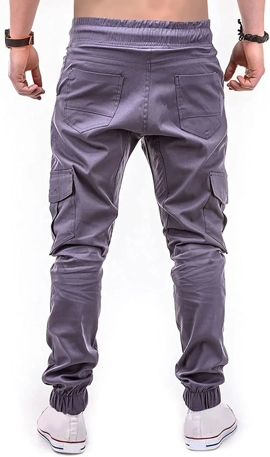 Ymosrh Men's Stretch Athletic Joggers - Solid Color Cargo Pants Sweatpants Trousers Casual Long Pants