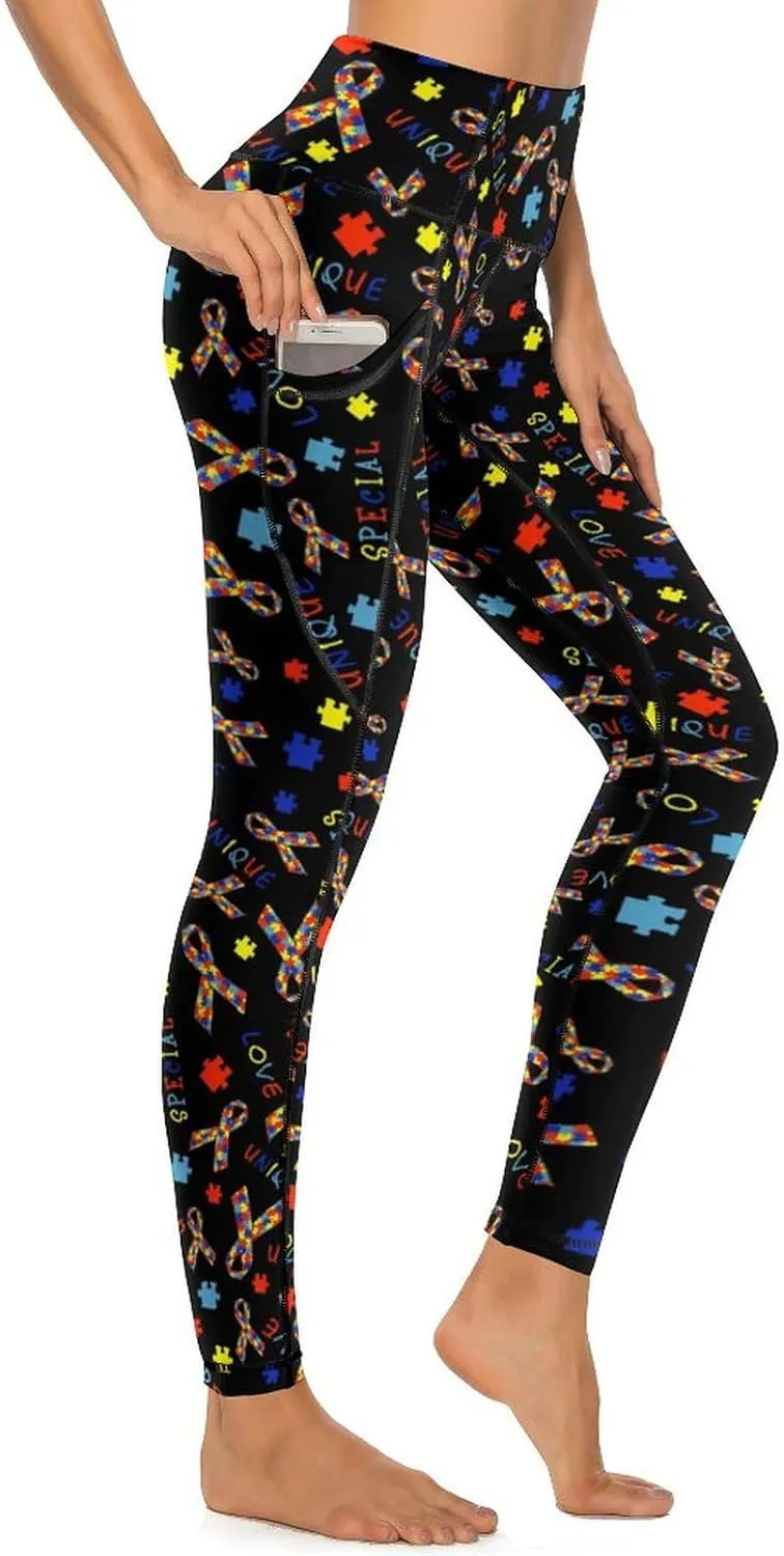Yoga Pants with Pocket Women 80s 90s Pineapple Leggings High Waist Stretch Workout Trousers Fitness Tights for Running