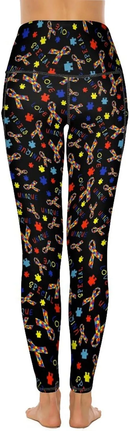 Yoga Pants with Pocket Women 80s 90s Pineapple Leggings High Waist Stretch Workout Trousers Fitness Tights for Running