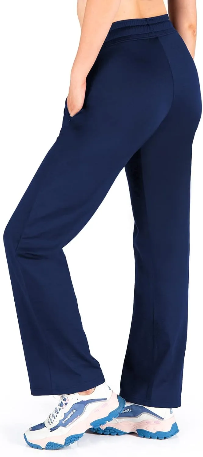 Yogipace,Zipper Pockets,Women's Petite/Regular/Tall Water Resistant Fleece Lined Pants Straight Leg Winter Thermal Sweatpants