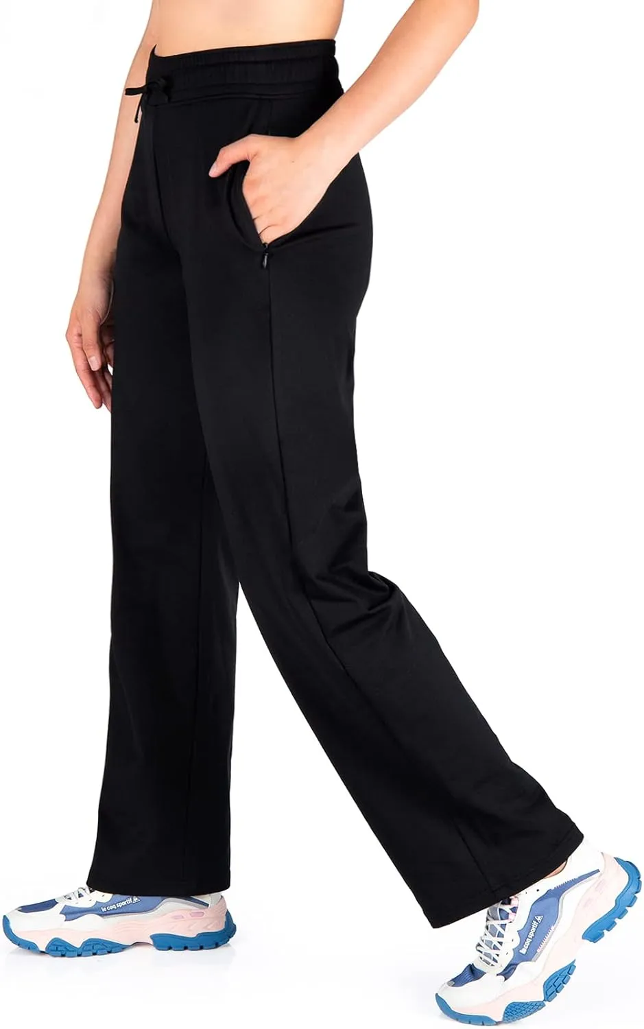 Yogipace,Zipper Pockets,Women's Petite/Regular/Tall Water Resistant Fleece Lined Pants Straight Leg Winter Thermal Sweatpants