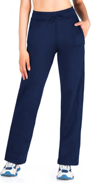 Yogipace,Zipper Pockets,Women's Petite/Regular/Tall Water Resistant Fleece Lined Pants Straight Leg Winter Thermal Sweatpants