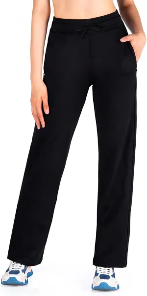 Yogipace,Zipper Pockets,Women's Petite/Regular/Tall Water Resistant Fleece Lined Pants Straight Leg Winter Thermal Sweatpants