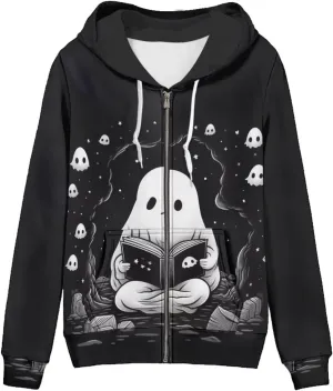 Ystardream Women's Zip Up Drawstring Drop Shoulder Casual Long Sleeve Sweatshirt