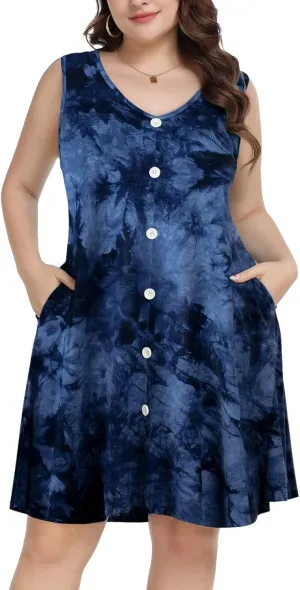 ZENNILO Women's Casual Dresses Tshirt Dresses Plus Size Summer Dresses V Neck Beach Cover Up Sundress with Pockets