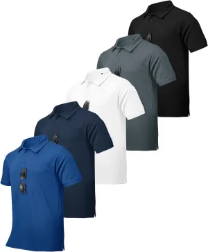 ZITY 5 Pack Tactical Polo Shirts for Men Golf Shirt Short Sleeve Athletic Performance Moisture Wicking Work Outdoor Tshirts