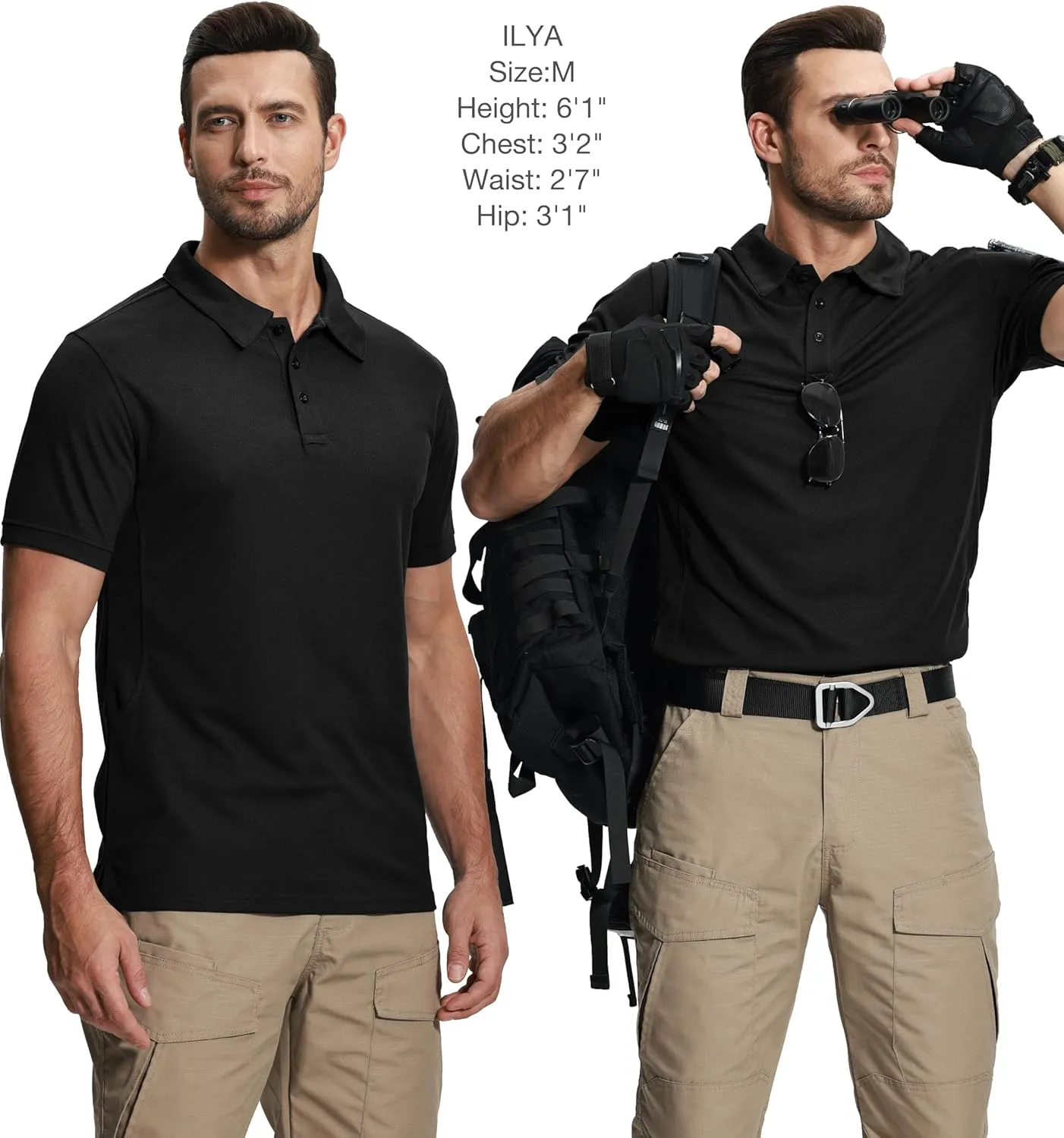 ZITY 5 Pack Tactical Polo Shirts for Men Golf Shirt Short Sleeve Athletic Performance Moisture Wicking Work Outdoor Tshirts